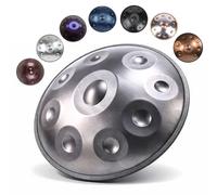 Handpan Drum D Minor Steel Percussion Instrument for Adults 9/10/12 Note Professional Handpan Tuned 432Hz/440Hz 22 Inch Handcrafted Instrument For Music And Relaxation(Silver,440HZ/9 Note)