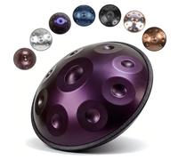 Handpan Drum D Minor Steel Percussion Instrument for Adults 9/10/12 Note Professional Handpan Tuned 432Hz/440Hz 22 Inch Handcrafted Instrument For Music And Relaxation(Dark purple,440HZ/12 Note)