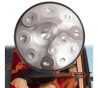 Handpan Drum - D Minor Steel Tongue Drums, 22 Inch 9/10/12 Notes Steel Percussion Instrument Drum, 432Hz/440Hz Handpan Instrument Hand Pan Drums For Adults(Silver-12Notes,432Hz)