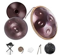 Handpan Drum for Adults 432Hz/440hz D Minor Kurd, 22 Inches 9/10/12 Notes Steel Handpan Drum Set for Yoga Meditation Therapy & Live Shows with Soft Bag Mallets Bracket(Purple,440HZ/12Note)