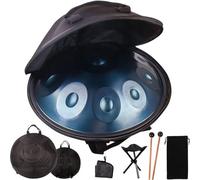 Handpan Drum for Adults 9 Note 22 Inch Hand Pan Steel Drum Professional Handpan Instrument Hand Drums Includes Stand, Bag, Beaters, Dust Cloth(Blue,440HZ/10Note)