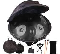 Handpan Drum for Adults 9 Note 22 Inch Hand Pan Steel Drum Professional Handpan Instrument Hand Drums Includes Stand, Bag, Beaters, Dust Cloth(Black,440HZ/9Note)