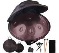 Handpan Drum for Adults 9 Note 22 Inch Hand Pan Steel Drum Professional Handpan Instrument Hand Drums Includes Stand, Bag, Beaters, Dust Cloth(Brown,440HZ/10Note)