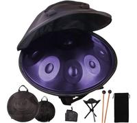 Handpan Drum for Adults 9 Note 22 Inch Hand Pan Steel Drum Professional Handpan Instrument Hand Drums Includes Stand, Bag, Beaters, Dust Cloth(Purple,440HZ/9Note)