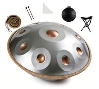 Handpan Drum for Adults D Minor Steel Percussion Instrument 9/10/12 Note Tuned 432Hz/440Hz Professional Handpan Musical Instrument for Meditation Yoga Relaxation 22 Inch(Silver2,440HZ/9 Note)