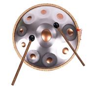 Handpan Drum for Adults, Steel Hand Pan Percussion Instruments, 9/10/12 Notes In D Minor Hand Pan Drum With Soft Bag, 2 Mallets, for Sound Healing, Meditation, Yoga(Gold+Silver,432HZ/9Note)