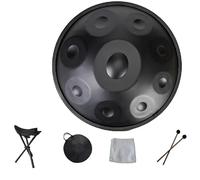 Handpan Drum For Adults, Steel Tongue Drum Chime Waterproof, Garden Rain Drum 18/22 Inches 9/10/12 Notes, For Outside Meditation, Yoga & Zen Gifts Easy To Play(Black,22inch 10Note)