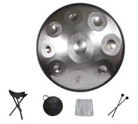 Handpan Drum For Adults, Steel Tongue Drum Chime Waterproof, Garden Rain Drum 18/22 Inches 9/10/12 Notes, For Outside Meditation, Yoga & Zen Gifts Easy To Play(Silver,22inch 10Note)