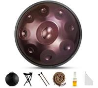 Handpan Drum For Adults, Steel Tongue Drum Chime Waterproof, Garden Rain Drum 18/22 Inches 9/10/12 Notes, For Outside Meditation, Yoga & Zen Gifts Easy To Play(Purple,22inch 10Note)