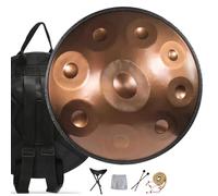 Handpan Drum for Artist Performance 432Hz 440Hz, 22-Inch Steel Tongue Drum D Minor Kurd 9/10/12 Notes Hand Drums Set, Professional Hand Pan, Handpan Instrument(Gold,9 Notes/440Hz)