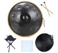 Handpan Drum Handpan 432HZ 10 Notes D Minor, 22 Inch Pantam, Steel Drum, Hand pan for Beginner, Yoga Meditation Musical Instruments(Black 10 notes)