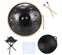 Handpan Drum Handpan 440HZ 9 Notes D Minor, 22 Inch Pantam for Beginner, Steel Hand Pan Drum, Yoga Meditation Musical Instruments(Black 9 notes)