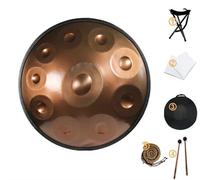 Handpan Drum Handpan Drum in D Minor Kurd 9 10 12 Notes 440Hz 22 Inches Steel Hand Drum with Edge Woven Rattan for Professional Performance(22 inch 10 notes)