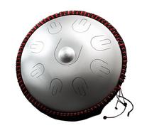 Handpan drum Hluru 14 Inch 9 Note Steel Tongue Drum D Minor Professional Percussion Instrument Handpan for Yoga Meditation Beginner(Silver)