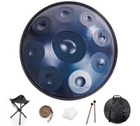 Handpan Drum in D Minor, 9 Notes, 22 Inch Steel Handpan Instrument, 432 Hz with Handpan Bag, 2 Handpan Mallets and Handpan Stand, Sound Healing and Meditation (Gold)