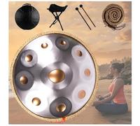 Handpan Drum In D Minor With Soft Hand Pan Bag Mallets Bracket, Premium Steel Hand Pan Instrument For Adults, Harmonic Percussion For Sound Healing, Personal Meditation(Golden eye,10 Notes (432Hz))