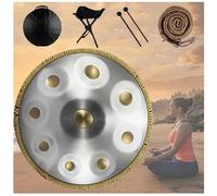 Handpan Drum In D Minor With Soft Hand Pan Bag Mallets Bracket, Premium Steel Hand Pan Instrument For Adults, Harmonic Percussion For Sound Healing, Personal Meditation(Golden eye,9 Notes (440Hz))