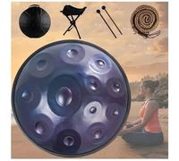 Handpan Drum In D Minor With Soft Hand Pan Bag Mallets Bracket, Premium Steel Hand Pan Instrument For Adults, Harmonic Percussion For Sound Healing, Personal Meditation(Blue,12 Notes (440Hz))