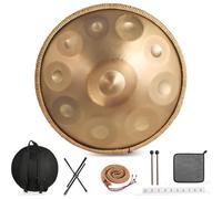 Handpan Drum Instrument 22-Inch 10 Notes Professional Handmade Steel Drum in D Minor for Sound Healing, Meditation, Yoga and Harmonic Percussion