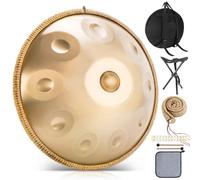 Handpan Drum Instrument, 22 Inch 10 Tones 440 Hz Hand Pan, in D Minor, Includes Bag, Mallet, Steel Pan Stand, for Beginners, Professionals, Music Therapy