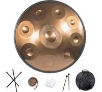Handpan Drum Instrument,22 Inch in Handpan Drum In D Minor Percussion,Steel Hand Pan Drum With Soft Handpan Bag,2 Handpan Mallets,Handpan Stand,For Sound Healing(Gold,10 Notes (432Hz))