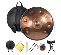 Handpan Drum Instrument, 22 Inches 9/10/12 Notes, Handpan Drum Steel Hand Pan In D Minor With Drums Tripod, Soft Bag, Harmonic Percussion For Sound Healing(Gold,10 notes(440HZ))