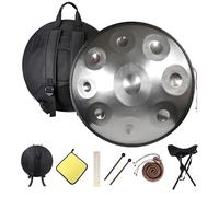 Handpan Drum Instrument, 22 Inches 9/10/12 Notes, Handpan Drum Steel Hand Pan In D Minor With Drums Tripod, Soft Bag, Harmonic Percussion For Sound Healing(Silver,12 notes(432HZ))