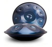 Handpan Drum Instrument, 432hz 22Inch 10Notes 12 Notes Professional Handmade Handpan for Adults Steel Hand Pan Drum for Beginners, Meditation, Music Healing, Yoga(Blue,440HZ/10Note)