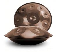 Handpan Drum Instrument, 432hz 22Inch 10Notes 12 Notes Professional Handmade Handpan for Adults Steel Hand Pan Drum for Beginners, Meditation, Music Healing, Yoga(Brown,440HZ/10Note)