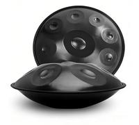 Handpan Drum Instrument, 432hz 22Inch 10Notes 12 Notes Professional Handmade Handpan for Adults Steel Hand Pan Drum for Beginners, Meditation, Music Healing, Yoga(Black,440HZ/10Note)