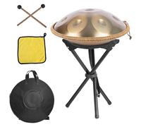 Handpan Drum Instrument 440Hz, D Minor 12 Notes 22" Steel Hand With Soft Bag, 2 Maillets, Stand For Sound Healing, Personal Meditation And Relaxation(Gold,9Notes)