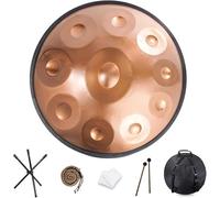 Handpan Drum Instrument, 9/10/12 Notes Steel Hand Drum Handpan Instrument with Carry Bag(Gold,9 Notes (440Hz))