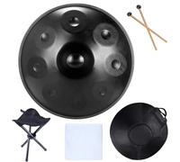 Handpan Drum Instrument, 9 Notes Hand-pan Drum Steel Tongue Drum, with Handpan Bag, Drum Tripod, for Sound Healing, Personal Meditation, Yoga(Color:Silver)