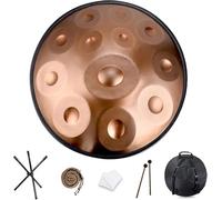 Handpan Drum Instrument, D Minor 9/10/12 Notes 22" Steel Hand Drum with Soft Handpan Bag, 2 Handpan Mallets, Handpan Stand, for Sound Healing, Personal Meditation and Relaxation 9Notes silver(Gold,12