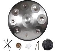 Handpan Drum Instrument, D Minor 9/10/12 Notes 22" Steel Hand Drum with Soft Handpan Bag, 2 Handpan Mallets, Handpan Stand for Sound Healing, Personal Meditation and Relaxation(Golden eye,12 Notes (43