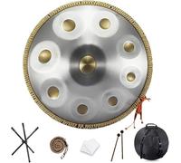 Handpan Drum Instrument, D Minor 9/10/12 Notes 22" Steel Hand Drum with Soft Handpan Bag, 2 Handpan Mallets, Handpan Stand for Sound Healing, Personal Meditation and Relaxation(Golden eye,9 Notes (432