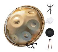 Handpan Drum Instrument, D Minor 9 Notes 22 Inch Steel Hand Drum with Soft Hand Pan Bag, 2 Handpan Mallet, Handpan Stand, Dust-Free Cloth