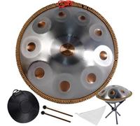Handpan Drum Instrument D Minor Kurd Steel Drum 22 Inches 432/440Hz 9/10/12 Notes Hand Pan Drums with Soft Bag Mallets Stand(432HZ/10Note)