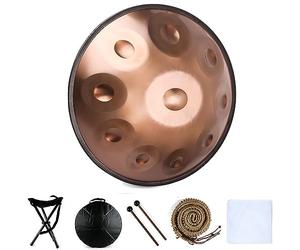 Handpan Drum Instrument Gifts In D Minor 9/10/12 Notes 22inches Steel Hand Drum With Handpan Drum Bag, 2 Mallets,Hand Drum Stand (Color : Gold - 9 Notes, Size : 440hz)