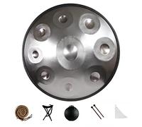 Handpan Drum Instrument, Handpan Drum Harmonic Percussion with Soft Bag Handpan Stand,Durable Mallets and Dust-Free Cloth for Sound Healing, Personal Meditation (10 tones,silver)