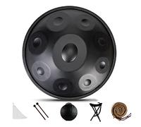 Handpan Drum Instrument, Handpan Drum Harmonic Percussion with Soft Bag Handpan Stand,Durable Mallets and Dust-Free Cloth for Sound Healing, Personal Meditation (10 tones,black)