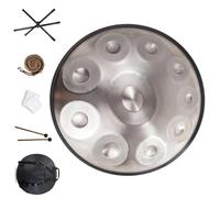 Handpan Drum Instrument, Handpan Drums For Adults, Steel Tongue Drum 9/10/12 Notes 22 Inches D Minor Steel Handpan, Great For Meditation And Relaxation(Silver,10 Notes (440Hz))