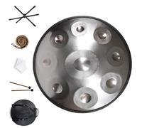 Handpan Drum Instrument, Handpan Drums For Adults, Steel Tongue Drum 9/10/12 Notes 22 Inches D Minor Steel Handpan, Great For Meditation And Relaxation(Silver,9 Notes (440Hz))