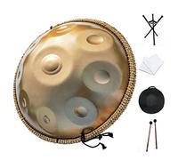Handpan Drum Instrument, Handpan In D Minor 9 Notes 22 Inch Steel Hand Drum with Soft Hand Pan Bag, 2 Handpan Mallet, Handpan Stand, Dust-Free Cloth
