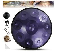 Handpan Drum Instrument in D Minor, 22 Inch Steel Pan with Soft Bag, Mallets, and Stand for Sound Healing and Meditation
