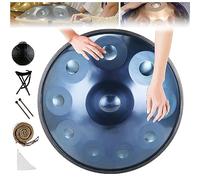 Handpan Drum Instrument in D Minor, 22 Inch Steel Pan with Soft Bag, Mallets, and Stand for Sound Healing and Meditation