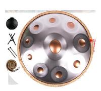 Handpan Drum Instrument in D Minor, 22 Inch Steel Pan with Soft Bag, Mallets, and Stand for Sound Healing and Meditation