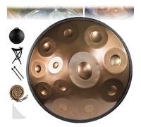 Handpan Drum Instrument in D Minor, 22 Inch Steel Pan with Soft Bag, Mallets, and Stand for Sound Healing and Meditation