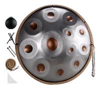 Handpan Drum Instrument in D Minor, 22 Inch Steel Pan with Soft Bag, Mallets, and Stand for Sound Healing and Meditation