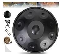 Handpan Drum Instrument in D Minor, 22 Inch Steel Pan with Soft Bag, Mallets, and Stand for Sound Healing and Meditation